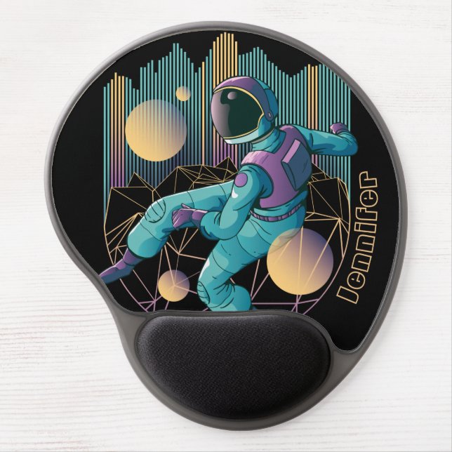 Techno Astronaut Illustration Gel Mouse Pad (Front)