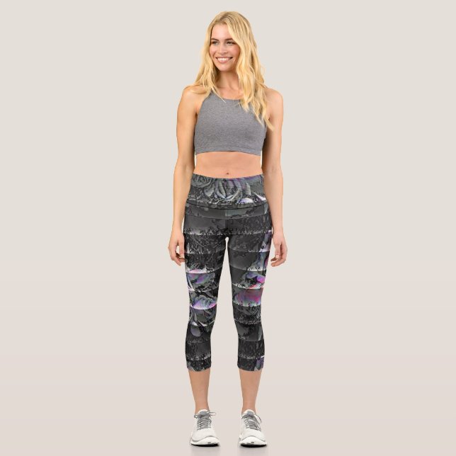 Techno Bouquet  Capri Leggings (Front)