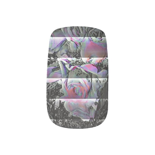 Techno Bouquet  Minx Nail Art (Left Thumb)