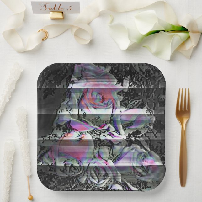 Techno Bouquet Paper Plates (Wedding)