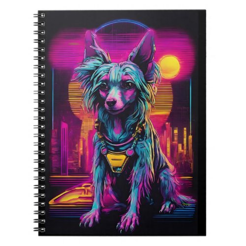 Techno Chinese Crested Dog Notebook