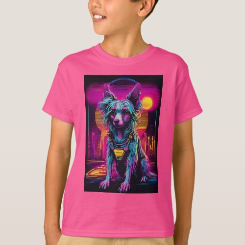 Techno Chinese Crested Dog T_Shirt