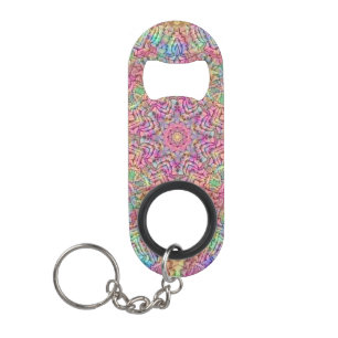 Techno Color Vintage Fractal Kaleidoscope Keychain Bottle Opener