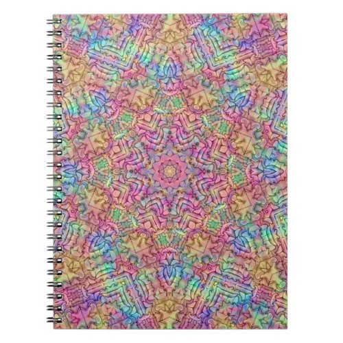 Techno Color Vintage Fractal Kaleidoscope Notebook
