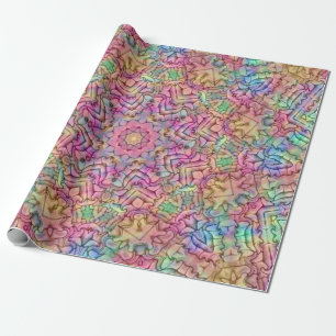 Techno Color Vintage Fractal Kaleidoscope Wrapping Paper