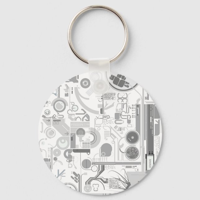 techno computer chip hard drive vector experiment  keychain (Front)