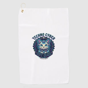 Techno Cyber Cat Funny Cat Lover Design - Techno C Golf Towel