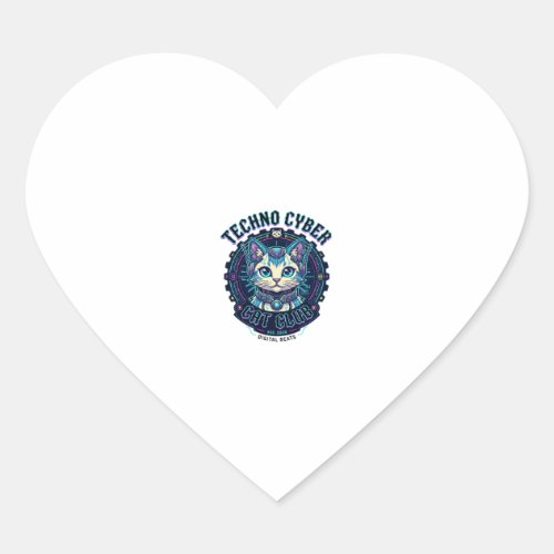 Techno Cyber Cat Funny Cat Lover Design - Techno C Heart Sticker