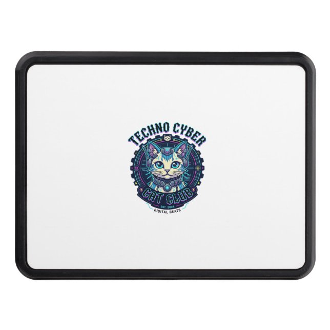 Techno Cyber Cat Funny Cat Lover Design - Techno C Hitch Cover (Front)