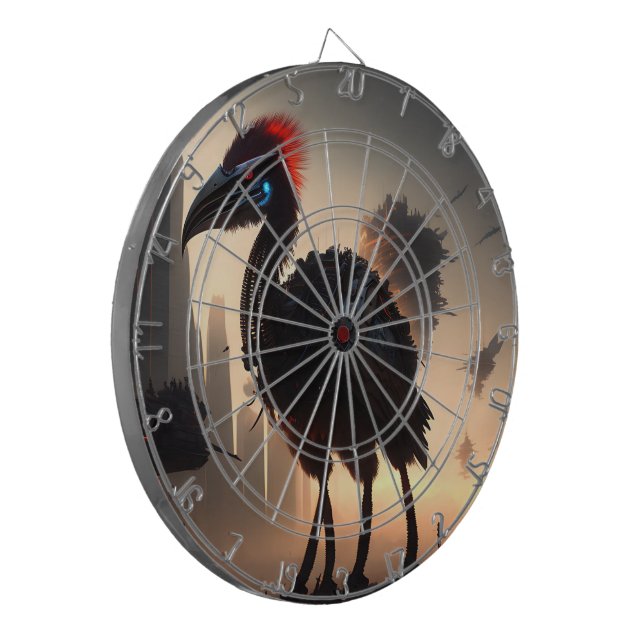 "Techno-Feathers: The Futuristic Emu Robot" Dart Board (Front Left)