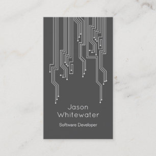 Techno Flat Sleek Business Card - Dark Grey