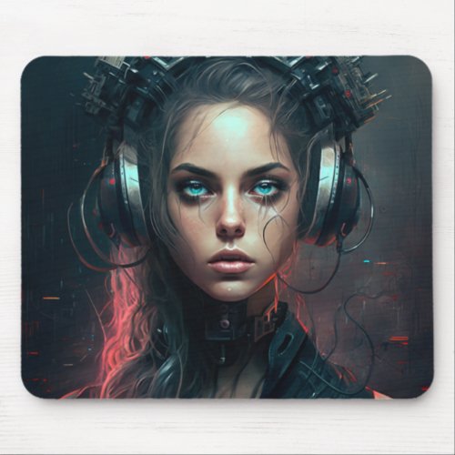 Techno girl mouse pad