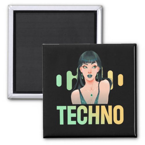 Techno Girl Musician DJ Bass Music Fan Magnet