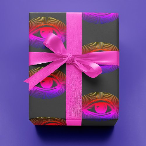 Techno Holographic Eye on Gray   Wrapping Paper