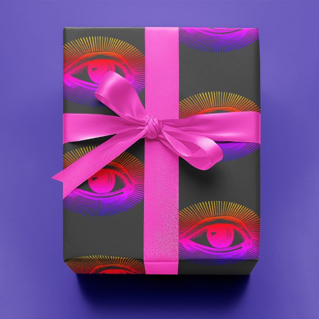 Techno Holographic Eye on Gray |  Wrapping Paper (Creator Uploaded)