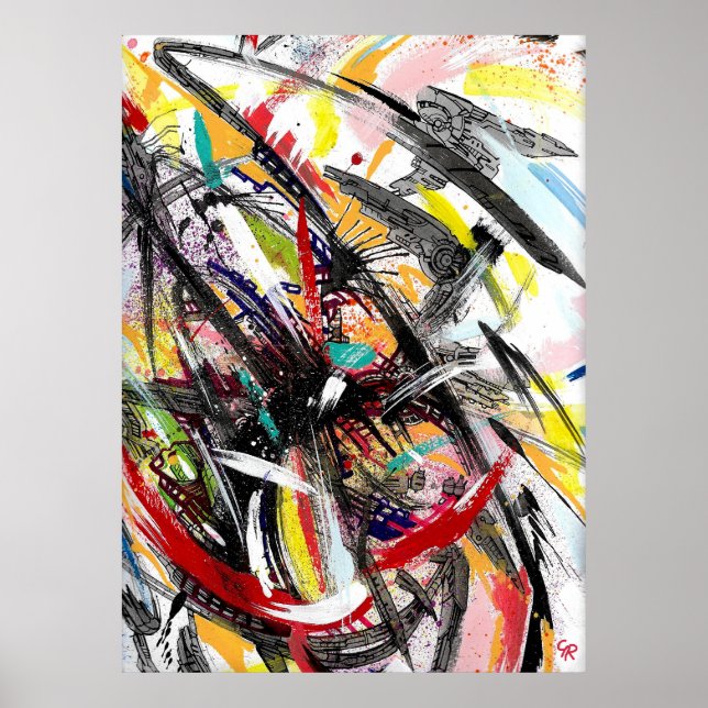 Techno hurricane painting poster (Front)