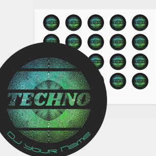 Techno music DJ Business Card Classic Round Sticker