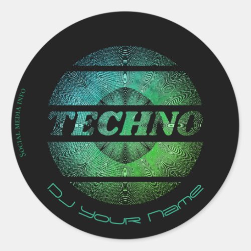 Techno music DJ Business Card Classic Round Sticker