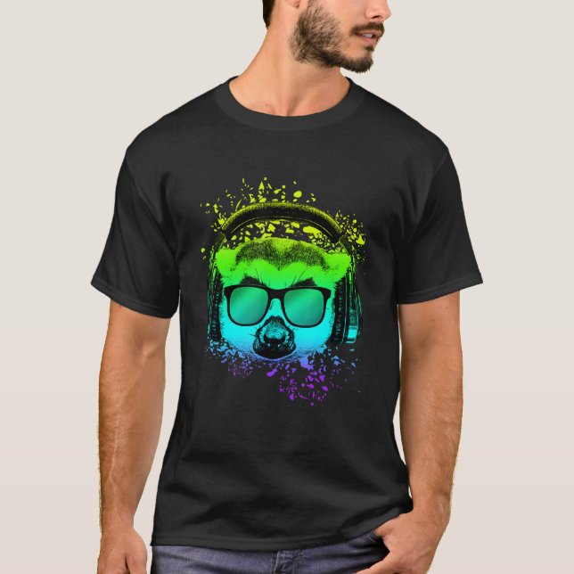 Techno Music Dj Ravers Edm Monkey Psychedelic Lemu T-Shirt (Front)