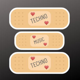 Techno music Patch / bandaid, Techno cures wounds Sticker