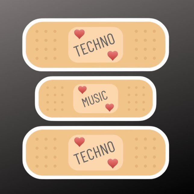 Techno music Patch / bandaid, Techno cures wounds Sticker (Creator Uploaded)