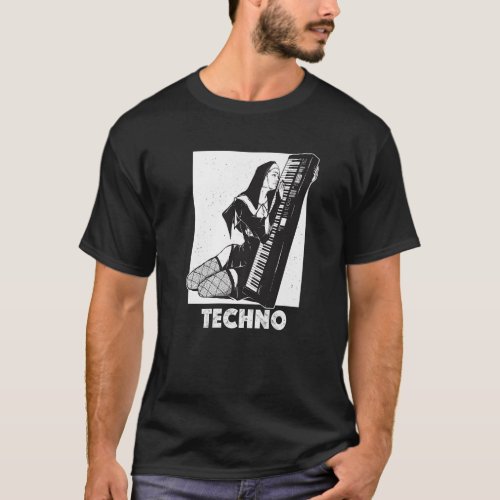 Techno Nun House DJ Breakcore Cybergrind Premium T_Shirt