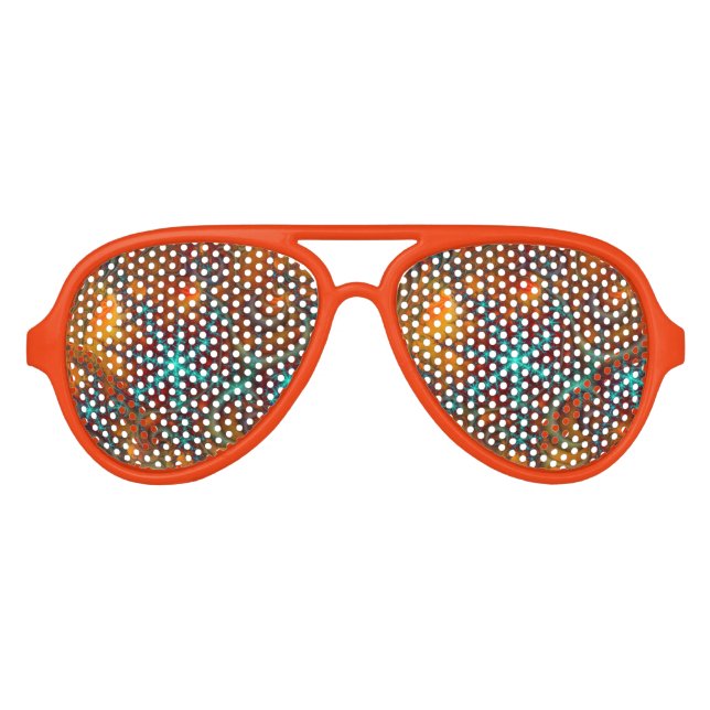 Techno Psychedelic Fractal Aviator Sunglasses (Front)