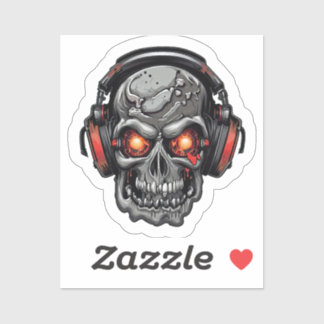 Techno Skull with Headphones Sticker