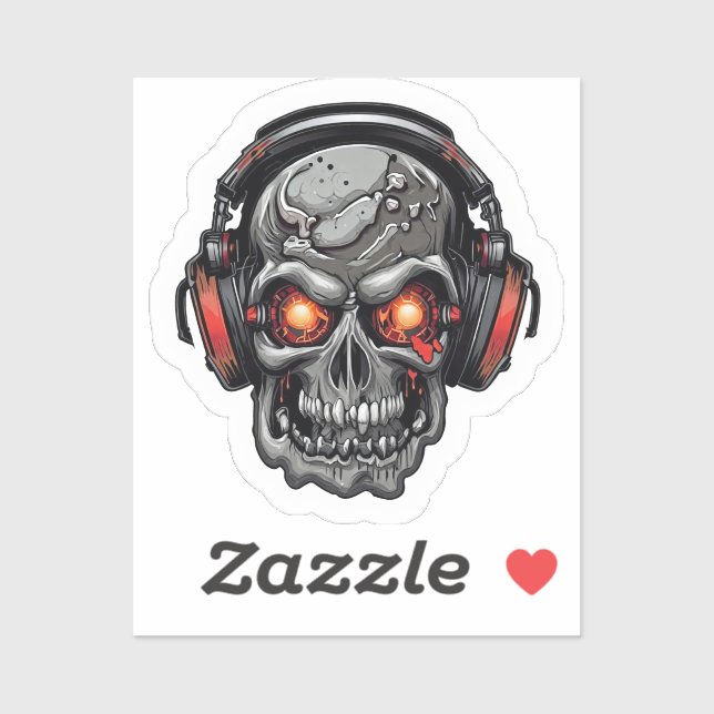 Techno Skull with Headphones Sticker (Sheet)