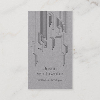 Techno Sleek Style Business Card - Grey