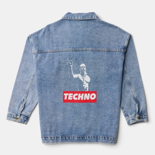 Techno Viking For Raver Dj Techno Party Festival  Denim Jacket