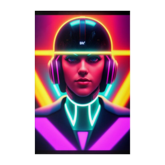 Techno woman acrylic print (Front)