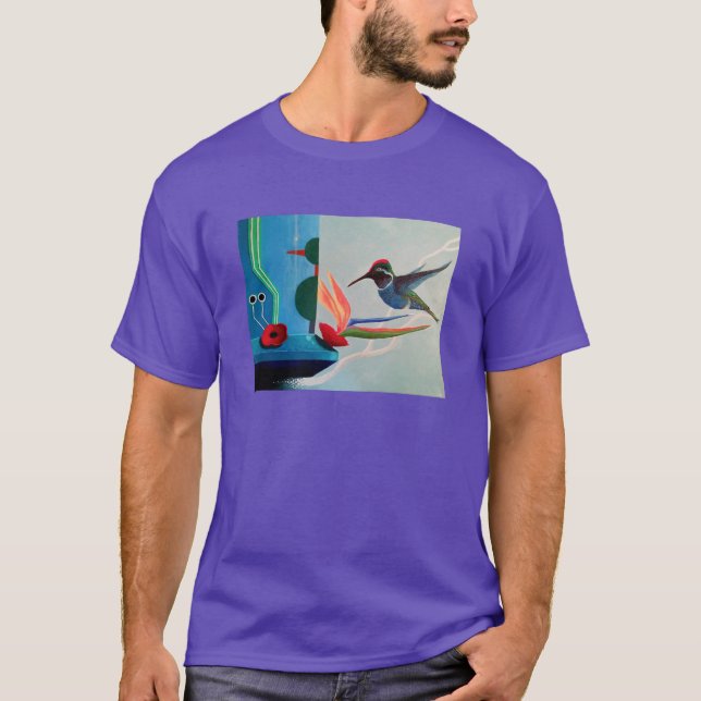Technobird - Hummingbird and techno juxtaposition T-Shirt (Front)