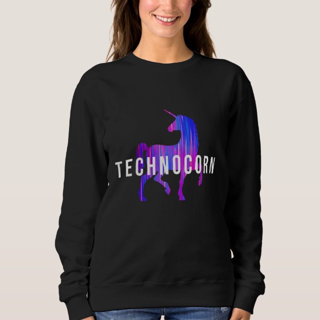 Technocorn Techno Festival Rave Music DJ EDM Bass  Sweatshirt (Front)