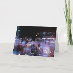 Technological digital city holiday card