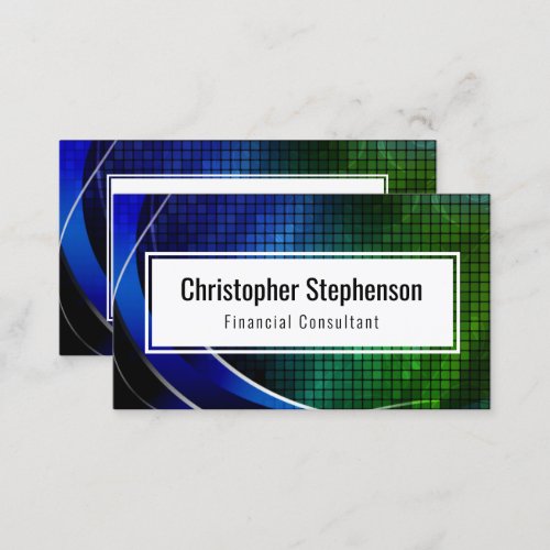 Technological Green Blue Consultant Professional Business Card
