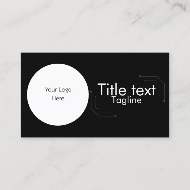 Technology Business Card Template, Black, White (Front)