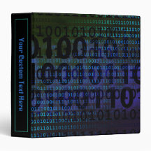 Technology Computer Binary Code 3 Ring Binder