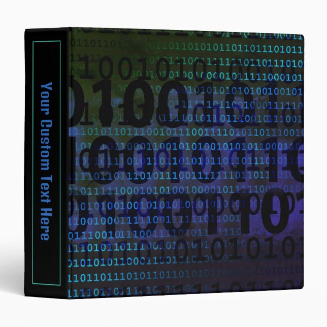 Technology Computer Binary Code  3 Ring Binder (Front/Spine)