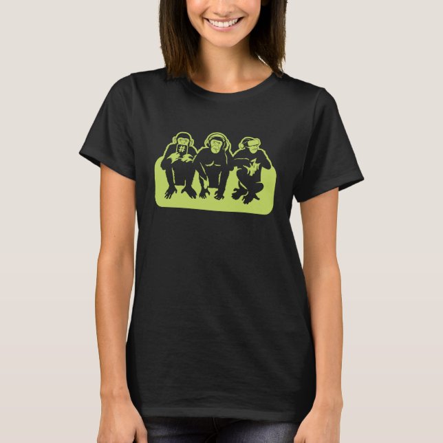 Technology Conspiracy Theory, Three Wise Monkeys P T-Shirt (Front)