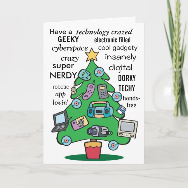 technology digital geeky christmas holiday card (Front)