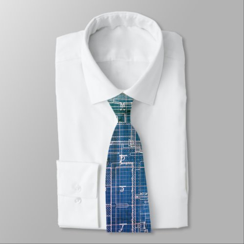 Technology Engineer Blueprint Neck Tie