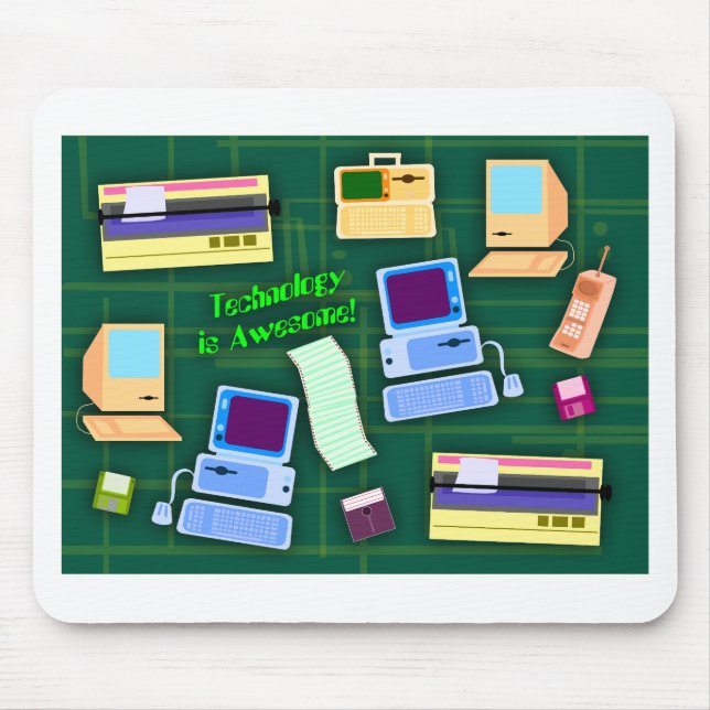 Technology is Awesome Fun Retro Items Art Mouse Pad (Front)