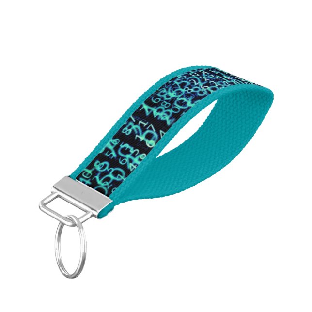 Technology Matrix Binary Code Aqua Wrist Keychain (Angled Down)