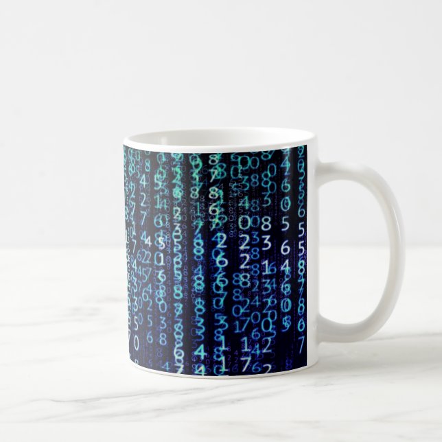 Technology Matrix Binary Code Blue Green Coffee Mug (Right)