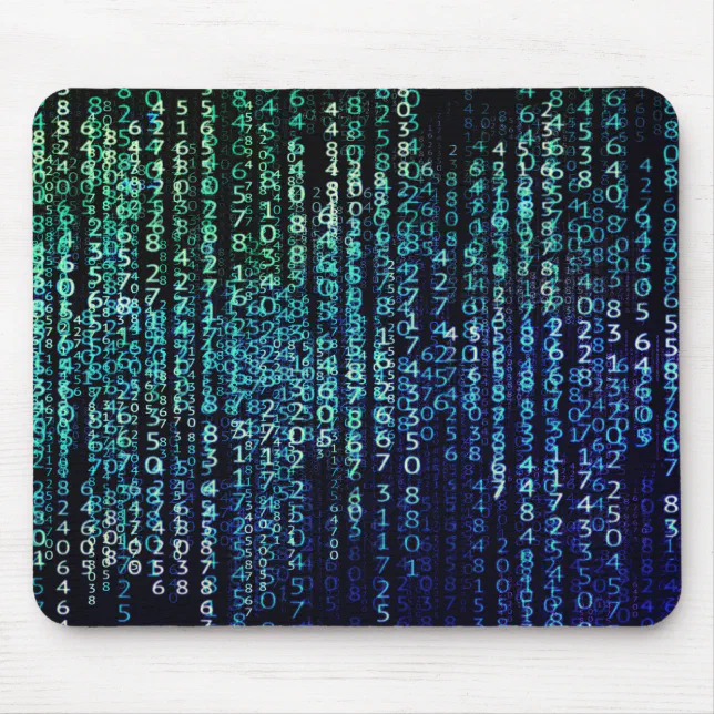 Technology Matrix Binary Code Blue Green Mouse Pad | Zazzle