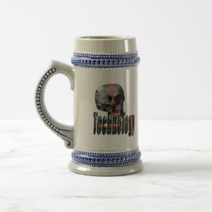 Technology Minded Skull Logo, Beer Stein