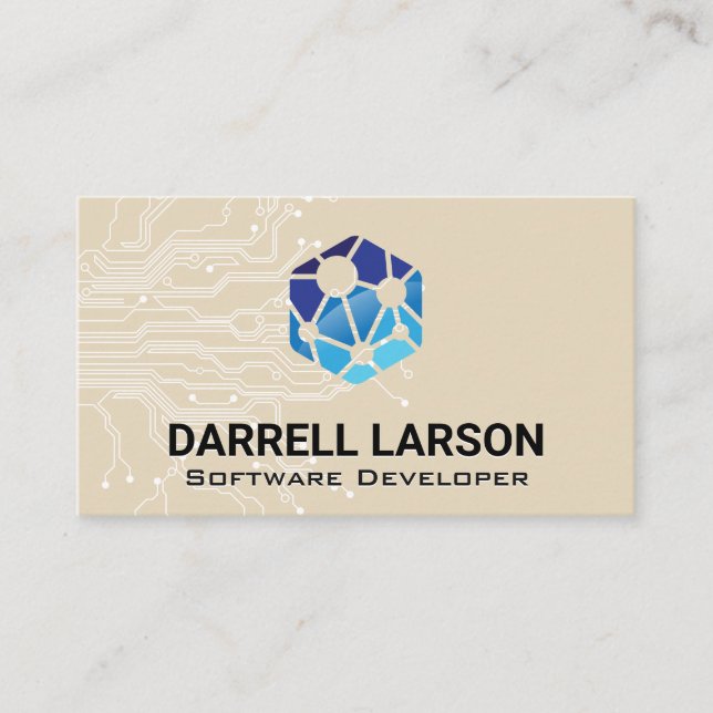 Technology Network Logo | Circuits Business Card (Front)