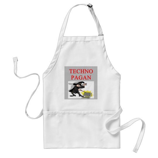 technology pagan joke adult apron