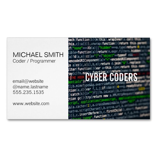 Technology | Programmer | Coder Business Card Magnet (Front)